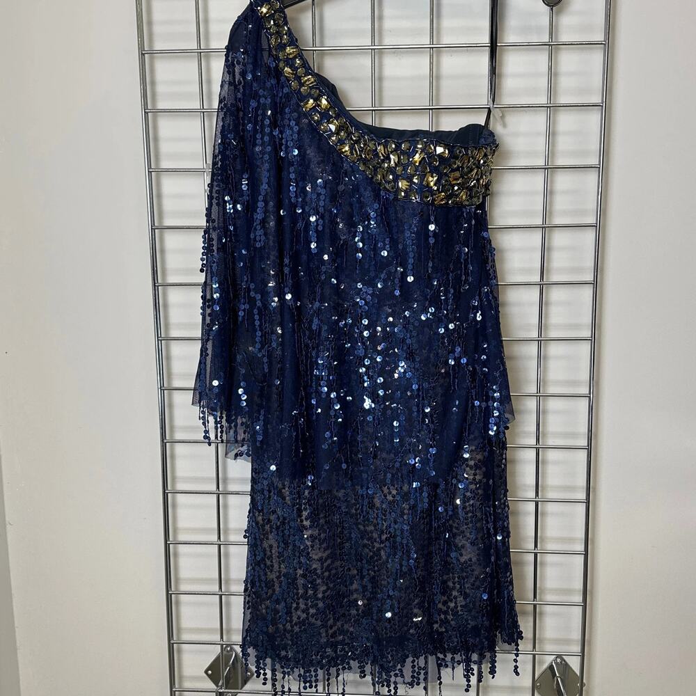 Sz 4 Navy One Shoulder - Tony Bowls NWT - Womens Sleeveless Dress